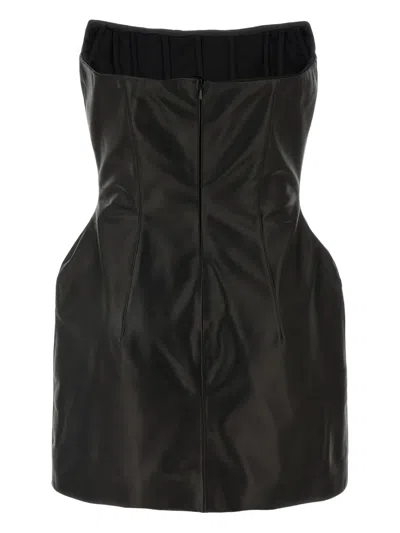 Magda Butrym Strapless Fitted Silhouette Dress With Zipper Accents In Black