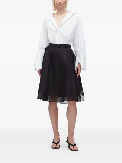 3.1 Phillip Lim Flounce Cotton-blend Midi Skirt In Black
