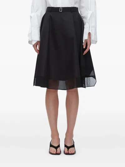 3.1 Phillip Lim Flounce Cotton-blend Midi Skirt In Black