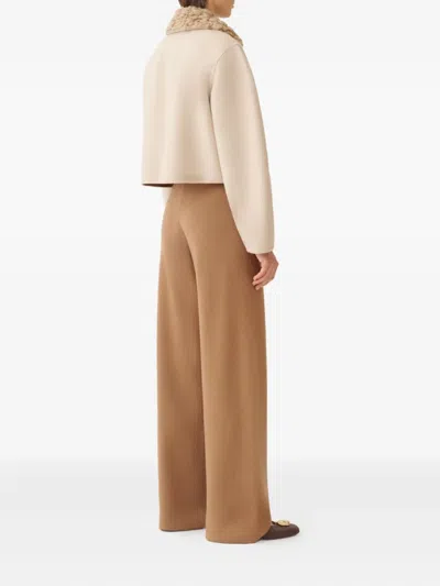 Fabiana Filippi Knitted-collar Wool Jacket In Neutral
