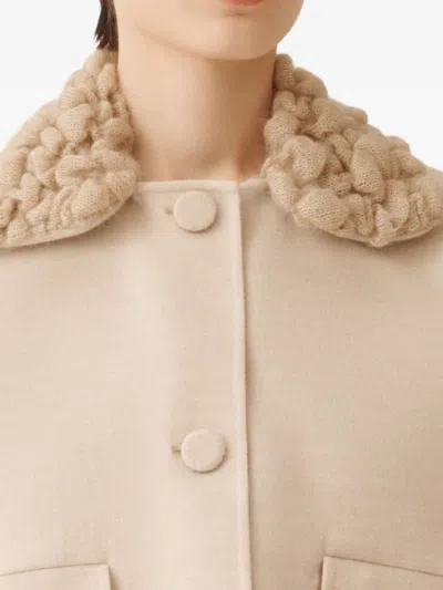Fabiana Filippi Knitted-collar Wool Jacket In Neutral