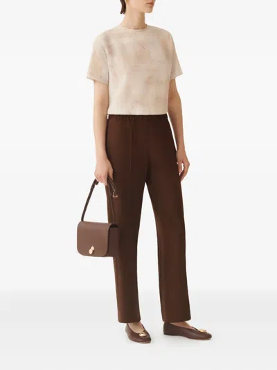 Fabiana Filippi Elastic-waist Side-seam Trousers In Brown