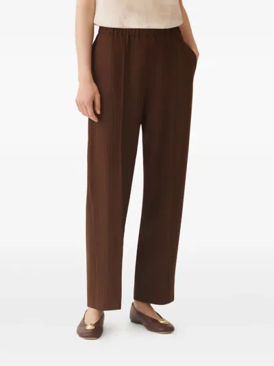 Fabiana Filippi Elastic-waist Side-seam Trousers In Brown