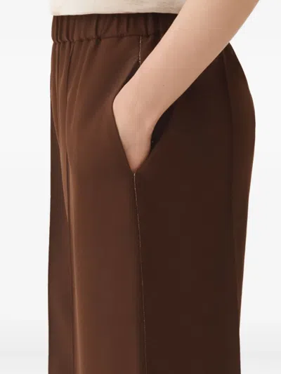 Fabiana Filippi Elastic-waist Side-seam Trousers In Brown