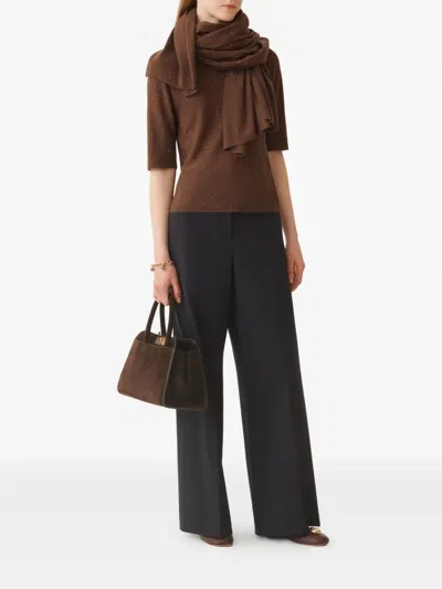 Fabiana Filippi Wool Sweater With Sequins In Brown