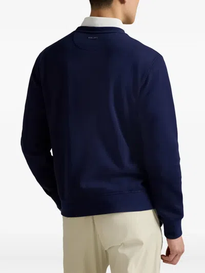 Polo Ralph Lauren Navy Blue Loopback Cotton Crewneck Sweatshirt In Blue