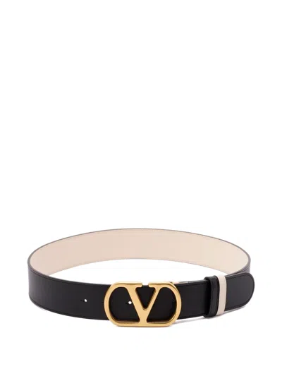 Valentino Vlogo Leather Belt In Blue