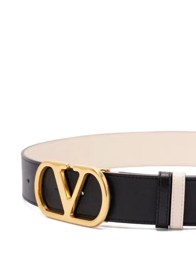 Valentino Vlogo Leather Belt In Blue