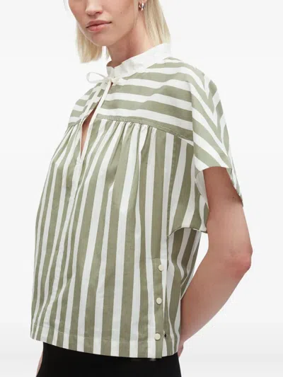3.1 Phillip Lim Striped Tie-neck Top In Green