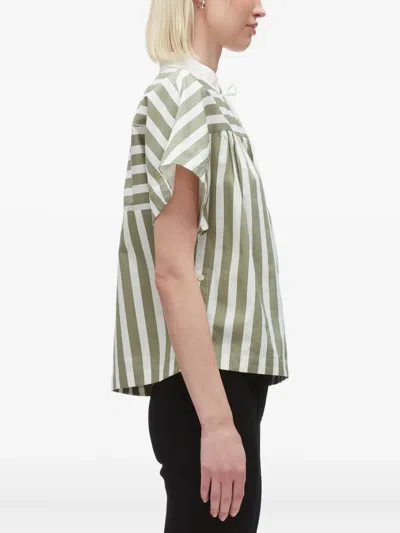 3.1 Phillip Lim Striped Tie-neck Top In Green