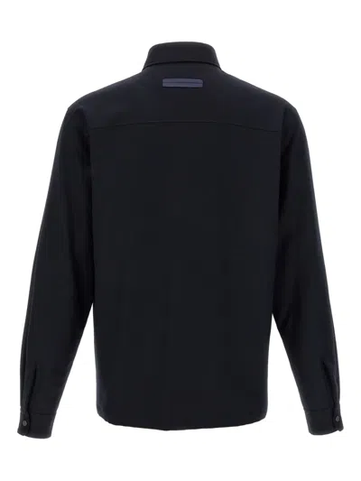 Zegna Padded Techmerino Shirt Jacket In Black