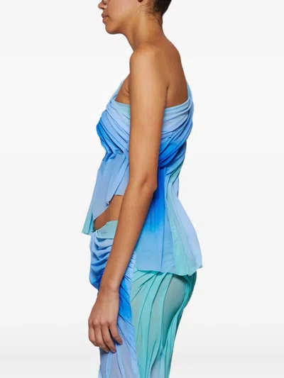 Di Petsa Wetlook One Shoulder Gradient Top Moonlight Gradient In Blue