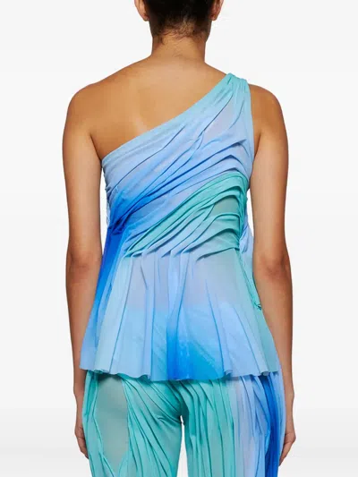 Di Petsa Wetlook One Shoulder Gradient Top Moonlight Gradient In Blue