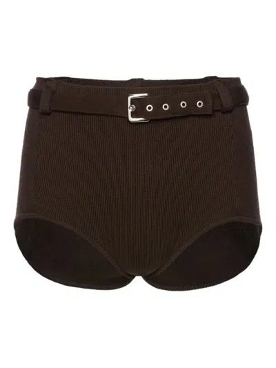Magda Butrym Belted Ribbed-knit Shorts