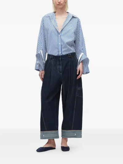 3.1 Phillip Lim Curved Wide-leg Cropped Jeans In Blue