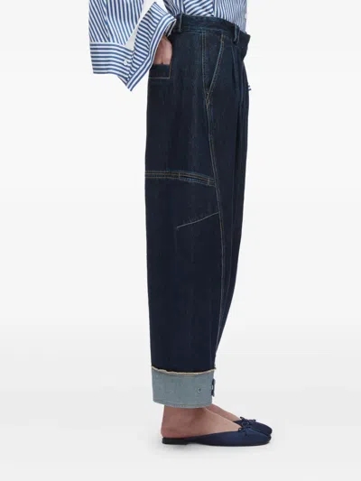 3.1 Phillip Lim Curved Wide-leg Cropped Jeans In Blue