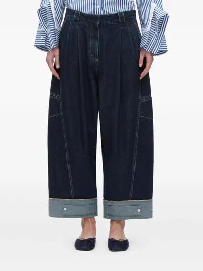 3.1 Phillip Lim Curved Wide-leg Cropped Jeans In Blue