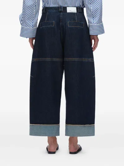 3.1 Phillip Lim Curved Wide-leg Cropped Jeans In Blue