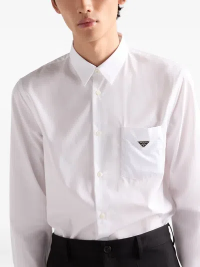 Prada Patch-pocket Cotton Shirt In White