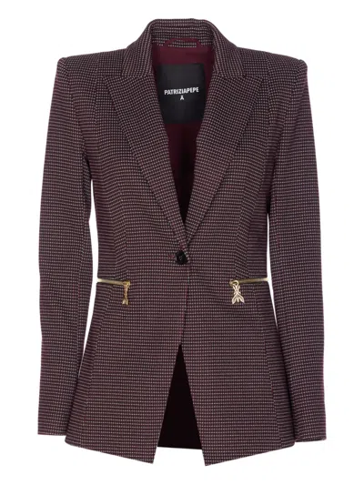 Patrizia Pepe Zipped Plaid Blazer In Multi