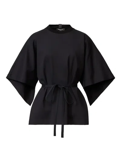 Fabiana Filippi Tie-waist Wide-sleeve Blouse In Black