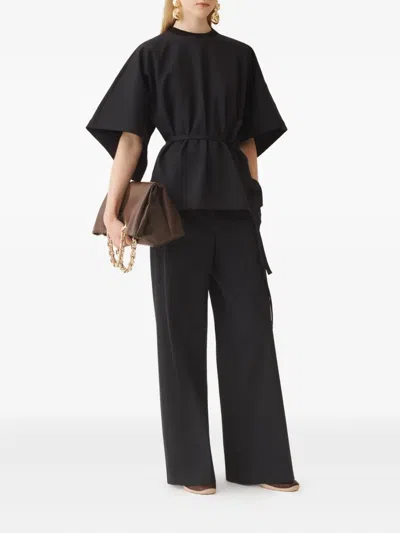 Fabiana Filippi Tie-waist Wide-sleeve Blouse In Black