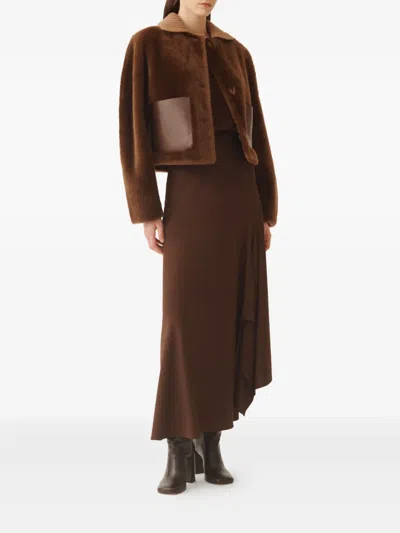 Fabiana Filippi Leather-panel Shearling Jacket In Brown