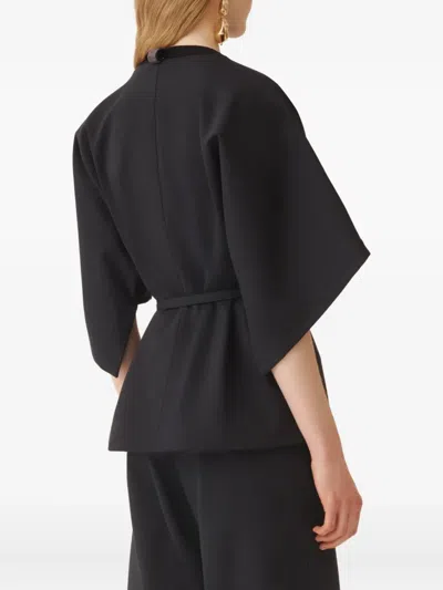 Fabiana Filippi Tie-waist Wide-sleeve Blouse In Black