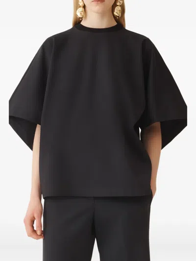 Fabiana Filippi Tie-waist Wide-sleeve Blouse In Black