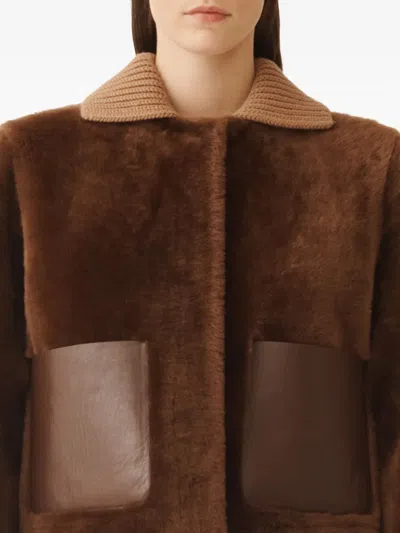 Fabiana Filippi Leather-panel Shearling Jacket In Brown