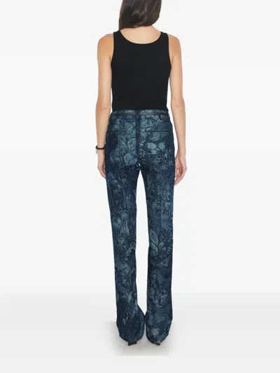 Tory Burch Printed-pattern Flared Jeans In Blue