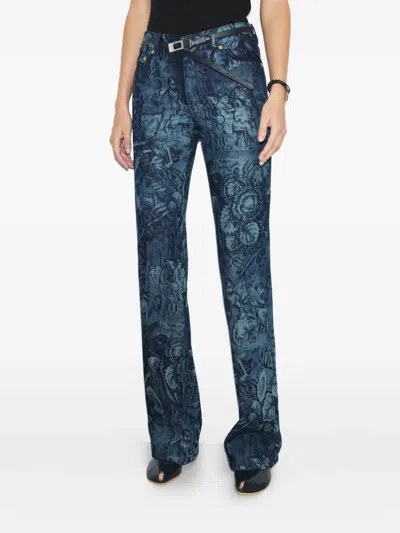 Tory Burch Printed-pattern Flared Jeans In Blue