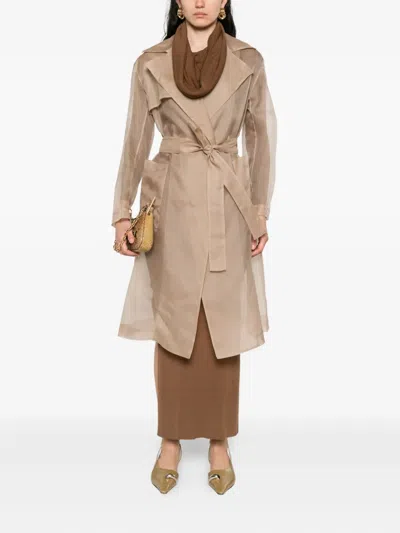 Antonelli Collar-buttoned Belted Trench Coat In Neutral