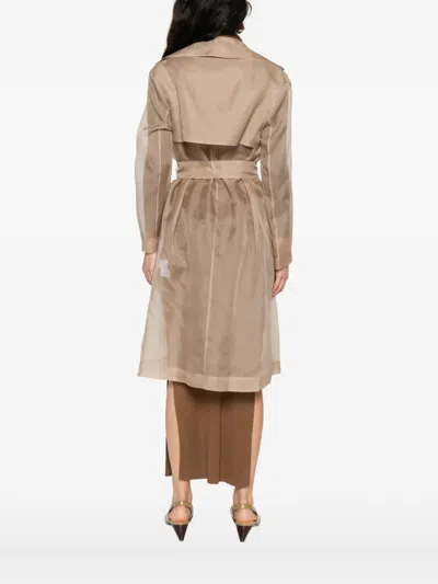 Antonelli Collar-buttoned Belted Trench Coat In Neutral