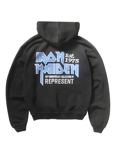 Represent Felpa  X Iron Maiden Anniversary In Cotone Antracite  Uomo In Black