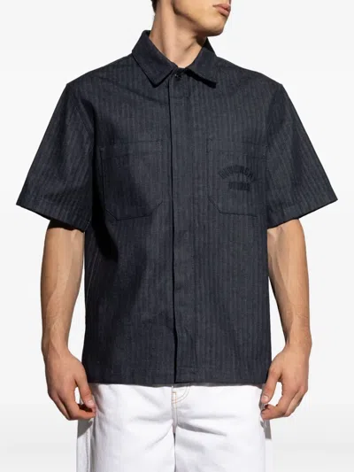Givenchy Herringbone-pattern Embroidered Shirt In Blue