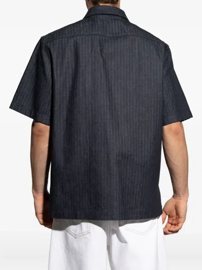 Givenchy Herringbone-pattern Embroidered Shirt In Blue