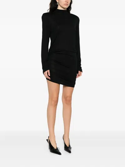 Jacquemus Short Dress With Asymmetric Hem And Ruched Detailing In Black