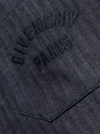Givenchy Herringbone-pattern Embroidered Shirt In Blue