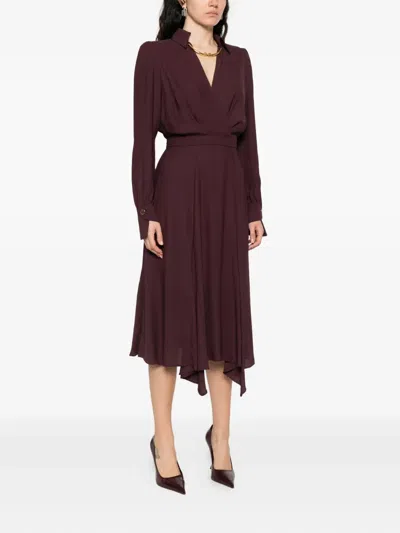 Elisabetta Franchi Wrap-design Flared Dress In Red