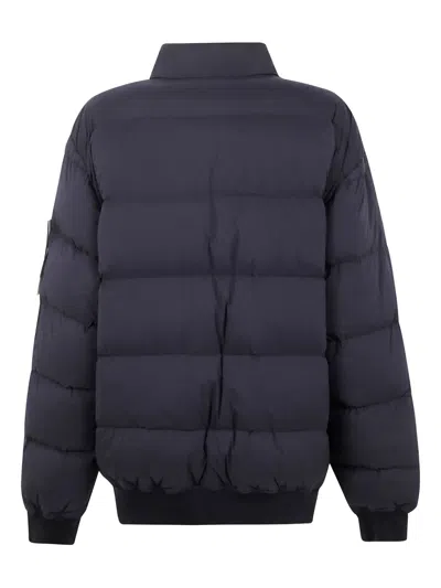 Stone Island Quilted High Collar Bomber Jacket In Blue