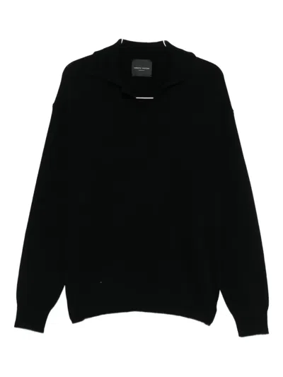 Roberto Collina Long Sleeve Ribbed Sweater In Black