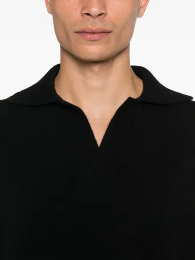 Roberto Collina Long Sleeve Ribbed Sweater In Black