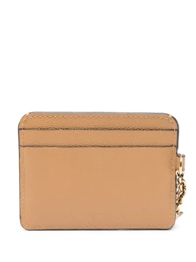 Chloé Charms Card Holder In Grained Leather In Brown
