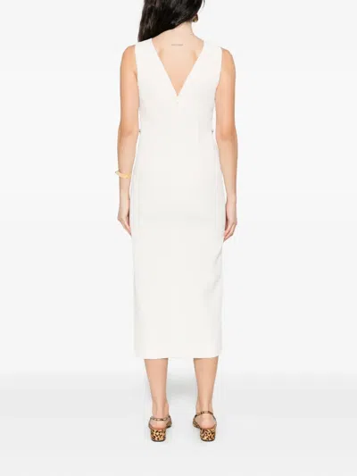 Twinset Chain-embellished Sleeveless Midi Dress In White