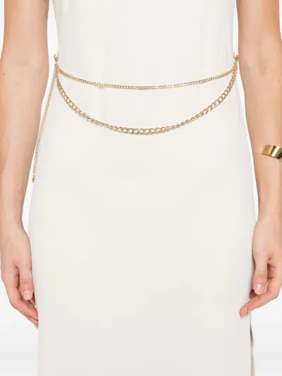 Twinset Chain-embellished Sleeveless Midi Dress In White