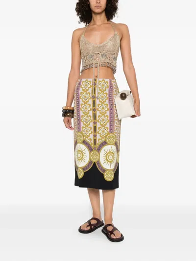 La Doublej Patterned Pencil Skirt