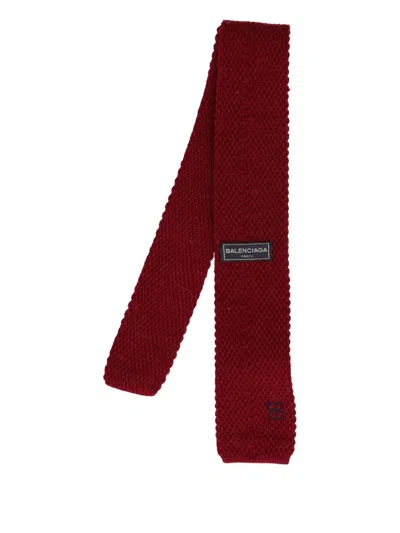 Pre-owned Balenciaga Wool Tie In Red