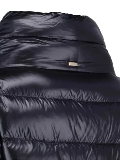 Herno Quilted High-collar Black Nylon Coat In Black
