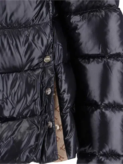 Herno Quilted High-collar Black Nylon Coat In Black